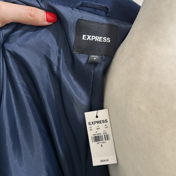 Express Wool-Blend Belted Shawl Collar Wrap NWT - Picture 5 of 5